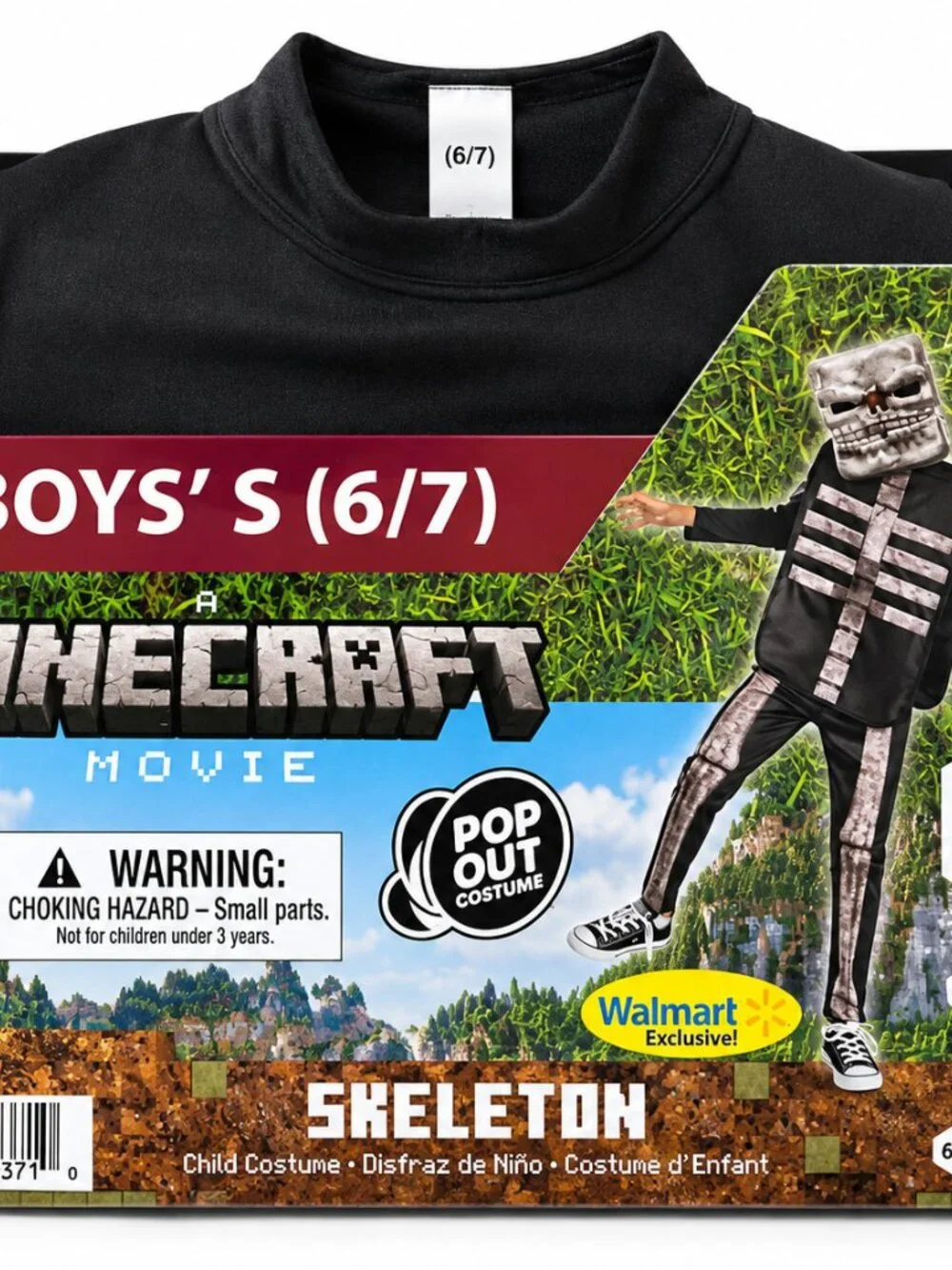 Minecraft Movie Skeleton Pop Out Costume Boys 6/7 Disguise Halloween NWT